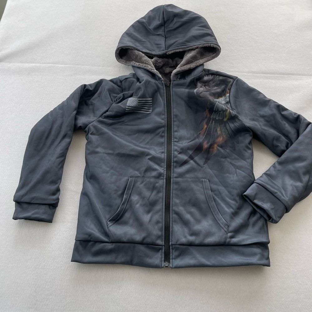 UNBRANDED Fleece Lined Full Zip Gray Sweater Jacket Size M